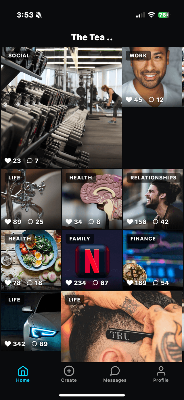 Teabag app interface